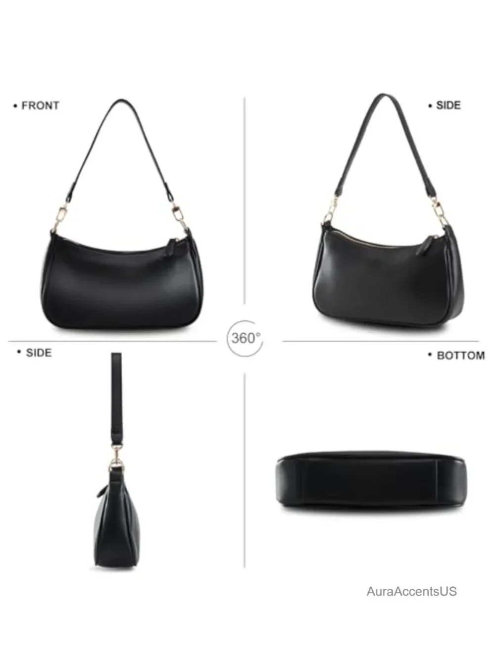 Small Crescent Shoulder Bag Vegan Leather Crossbody Hobo Purse